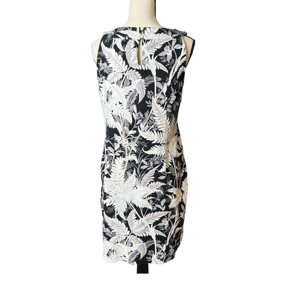 Talbots Halter Style Dress in Black Gray and White Leaf Pattern Size Medium - Picture 3 of 5